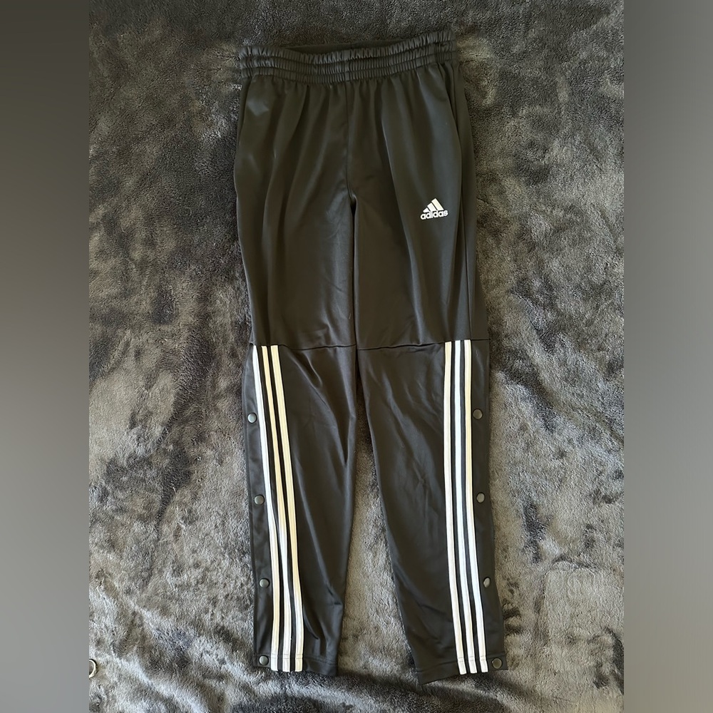 NEW Men's Adidas Track Pants Black Side Snap Small